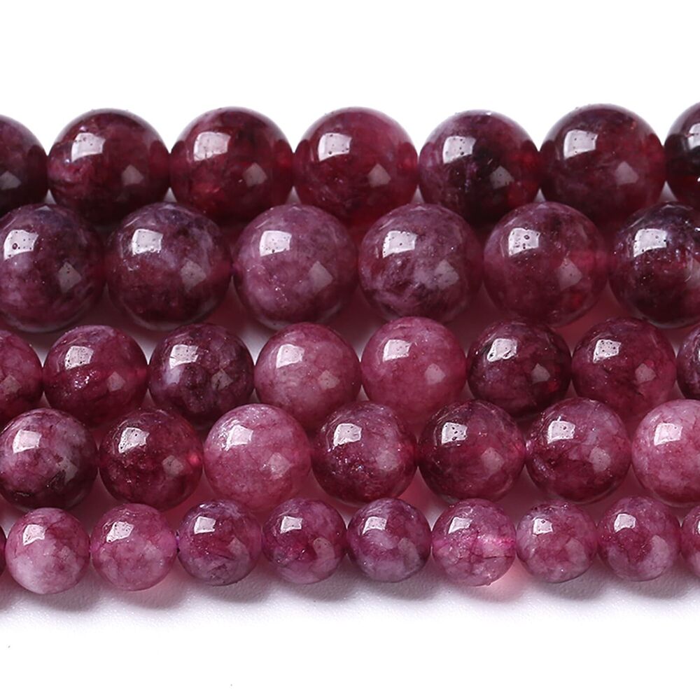 7221 76PCS 10MM Natural Stone Kunzite Purple Jade Beads Round Loose Beads